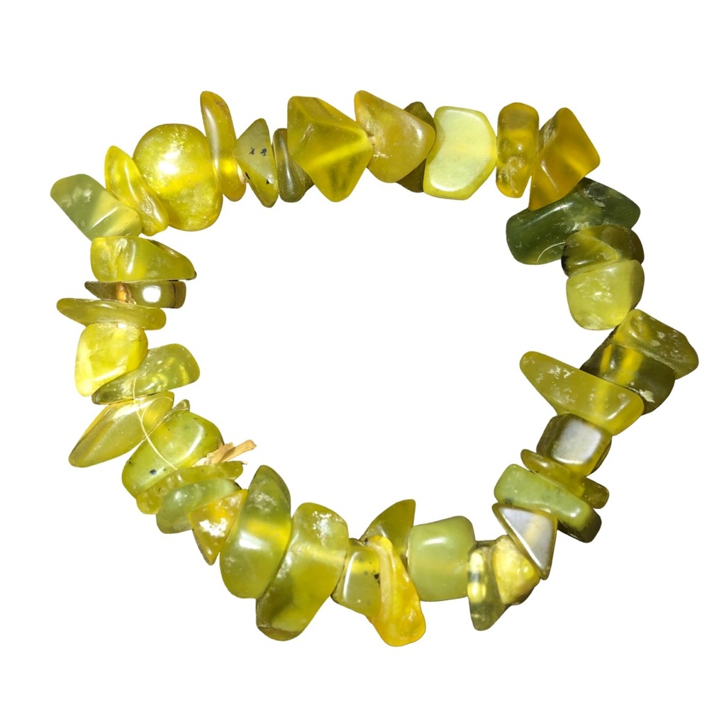 natural olive jade chip stretch bracelet.